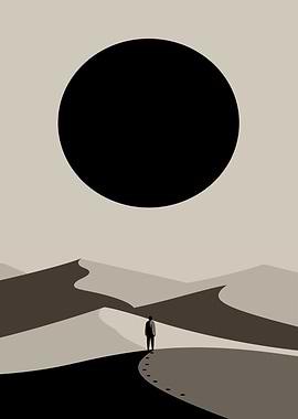 Minimalist Desert Landscape with Figure