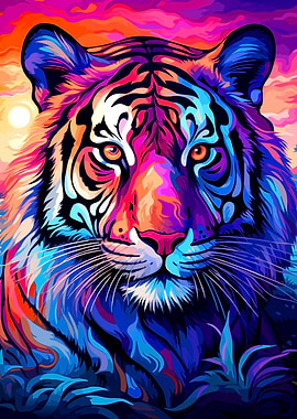 Colorful Tiger Portrait