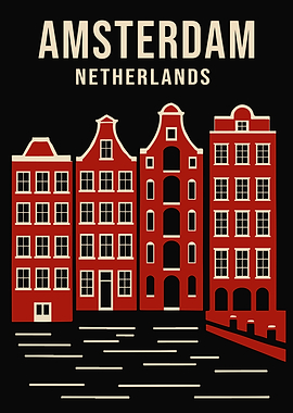 Amsterdam Netherlands Travel Poster