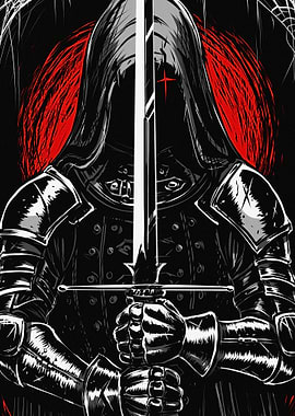 Dark Knight with Sword Illustration