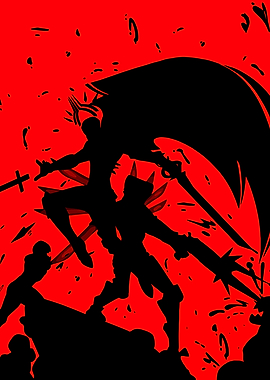 Red and Black Silhouette Battle Scene
