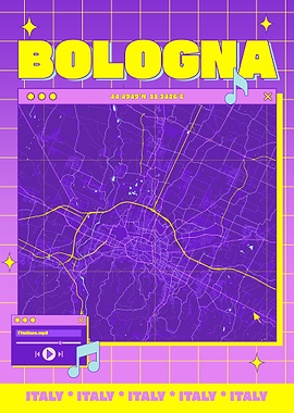 Bologna Italy Map Retro Aesthetic Poster