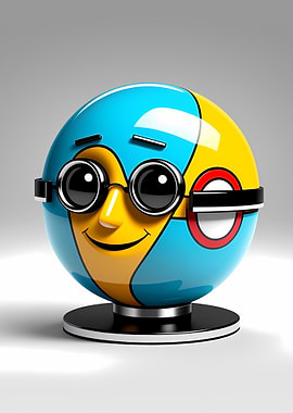 Cartoonish Globe Character with Glasses