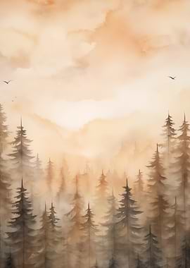 Misty Forest Watercolor