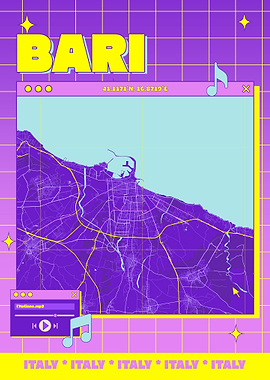 Bari, Italy Map Art