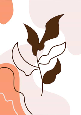 Minimalist Plant Art with Abstract Shapes
