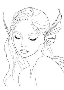 Mermaid Woman Minimalist Line Art
