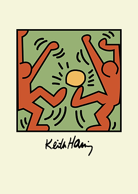 Keith Haring style figures with ball