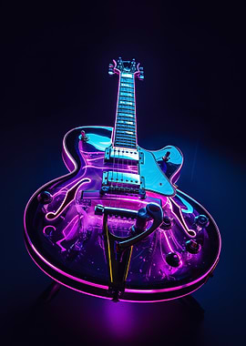 Electric Guitar with Neon Lights