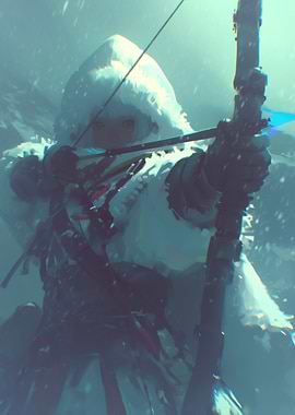 Hooded Archer in Snowy Environment