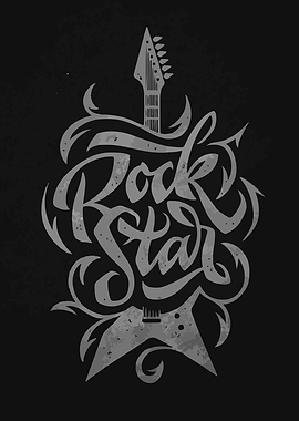 Rock Star Guitar Typography Art