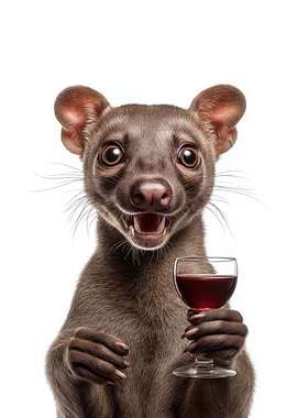 Fossa with Wine Glass