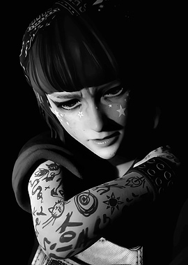 Black and White Tattooed Woman Portrait