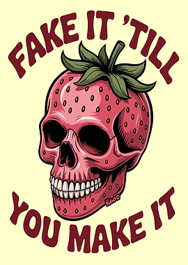 Strawberry Skull with Motivational Text