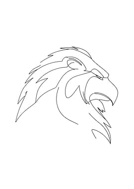 Mythical Eagle Head Minimalist Line Art