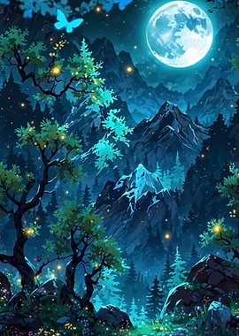 Enchanted Forest Under Moonlight