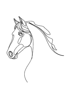 Horse Head Minimalist Continuous Line Art