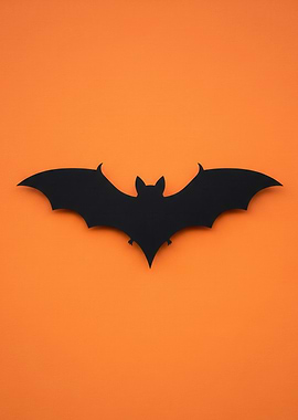 Black Bat on Orange Background