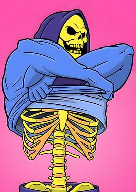 Skeletor Undressing Cartoon Illustration