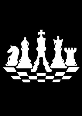Chess Pieces Silhouette on Chessboard
