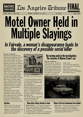 Newspaper Headline: Motel Owner Arrest