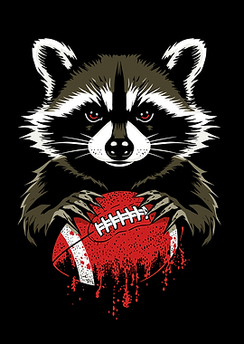 Raccoon Holding Football