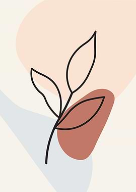 Minimalist Plant Line Art with Shapes