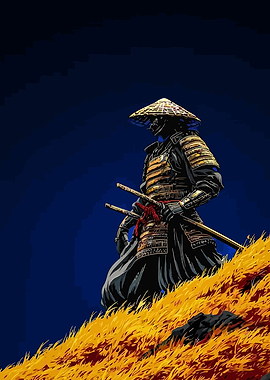 Samurai Warrior in Golden Field