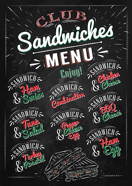 Sandwich Menu Chalkboard Style