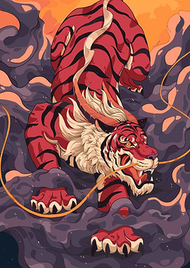 Stylized Red Tiger Illustration