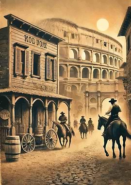 Western Town with Colosseum Backdrop