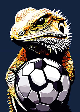 Bearded Dragon with Soccer Ball