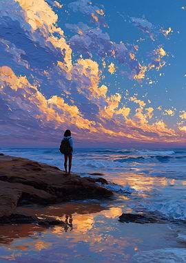 Coastal Serenity: Woman Gazing at Ocean