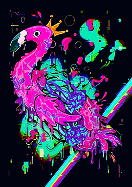 Glitch Flamingo Floaty Poolrooms