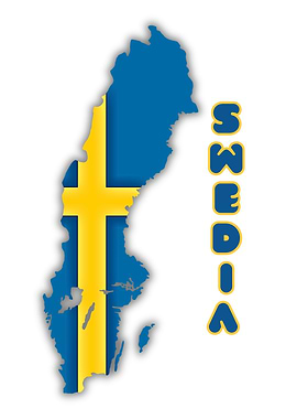 Sweden Map with Flag and Text