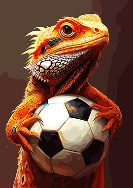 Bearded Dragon with Soccer Ball