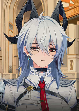 Anime Girl with Horns Portrait