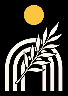 Minimalist Rainbow and Branch Illustration