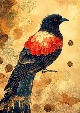 Elegant Bird Illustration with Floral Background