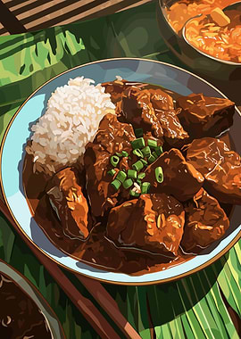 Loco Moco Plate Lunch Illustration