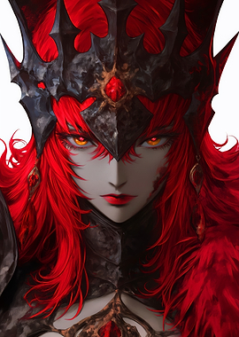 Redhair warrior knight queen with crown