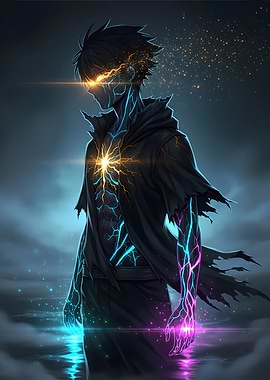 Radiant Anime Glow Character – Mystical Energy in the Dark