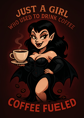 Vampire Girl Coffee Cartoon