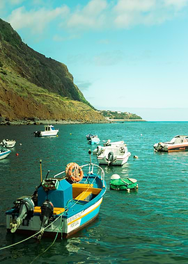 Boats in a Calm Bay, Portugal