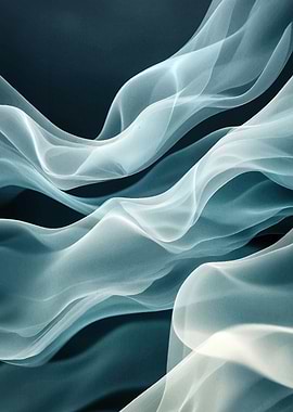 Abstract Teal and White Flowing Shapes