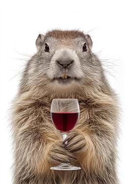 Groundhog with Wine Glass