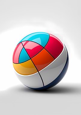 Colorful Geometric Sphere on White Background