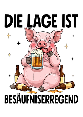 Drunk Pig with Beer Cartoon