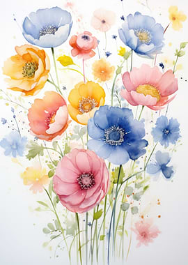 Watercolor Floral Bouquet Painting