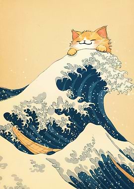 Cat on Wave Animal